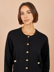 Yumi Black Bow Button Cardigan - Image 4 of 5