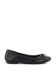 Dune London Black Chrome Standard Fit Hallo Charm Trim Ballet Shoes - Image 3 of 7