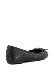 Dune London Black Chrome Standard Fit Hallo Charm Trim Ballet Shoes - Image 4 of 7
