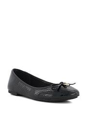 Dune London Black Chrome Standard Fit Hallo Charm Trim Ballet Shoes - Image 5 of 7