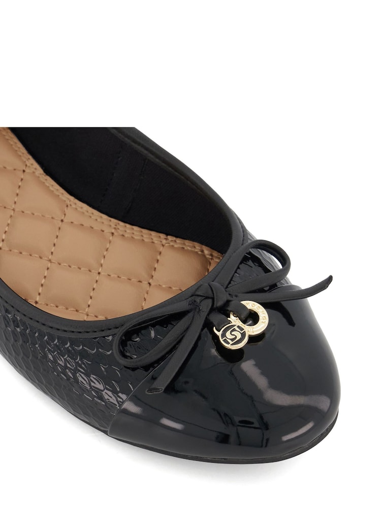 Dune London Black Chrome Standard Fit Hallo Charm Trim Ballet Shoes - Image 7 of 7