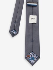 Grey Slim Twill Tie - Image 3 of 3