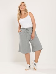 Yours Curve Grey Long Sweat Shorts - Image 2 of 6