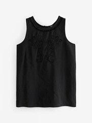 Black Cutwork Crochet Woven Front Vest - Image 5 of 6