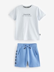 modra - Baker by Ted Baker mornarsko moder/bela 100% bombaž majica in kratke hlače - Slika 4 iz 7