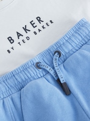 modra - Baker by Ted Baker mornarsko moder/bela 100% bombaž majica in kratke hlače - Slika 7 iz 7