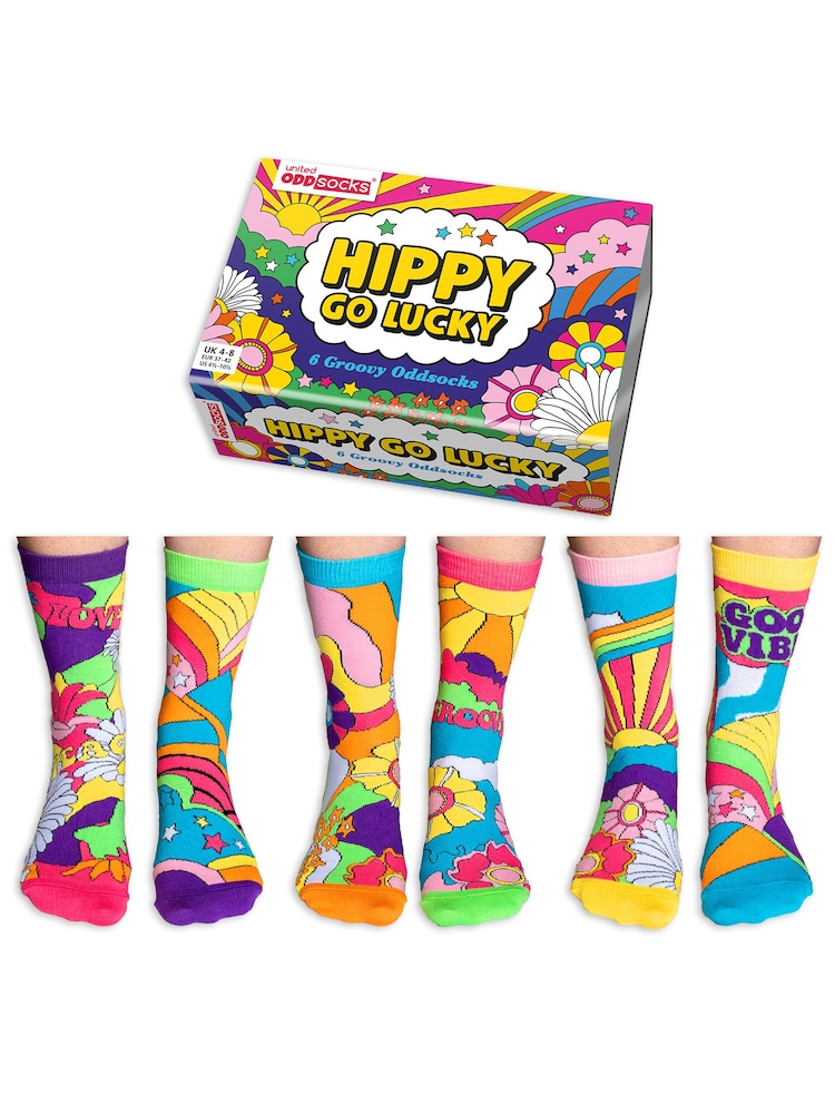 United Odd Socks Multi Floral Festival Hippy Go Lucky Socks - Image 1 of 3