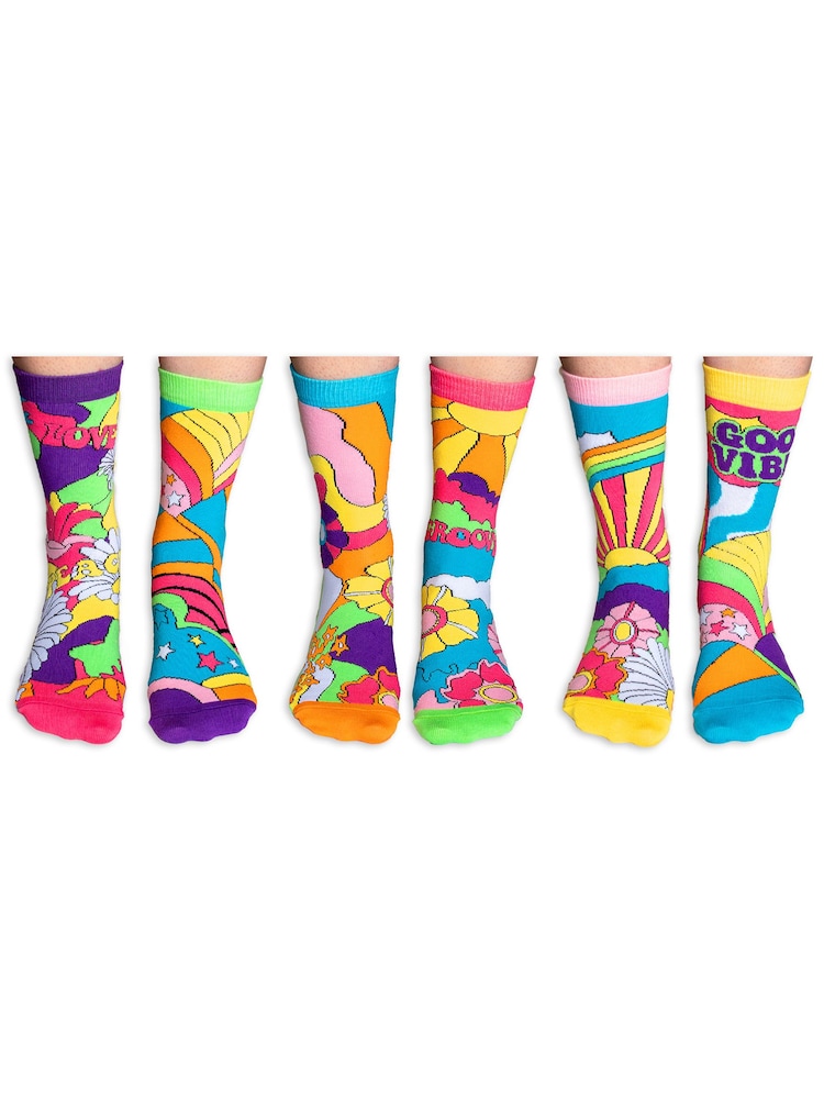 United Odd Socks Multi Floral Festival Hippy Go Lucky Socks - Image 2 of 3