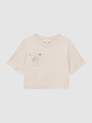 Reiss Pink Chloe 9-14 yrs Embroidered Crew Neck T-Shirt - Image 2 of 6