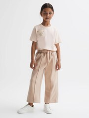 Reiss Pink Chloe 9-14 yrs Embroidered Crew Neck T-Shirt - Image 3 of 6