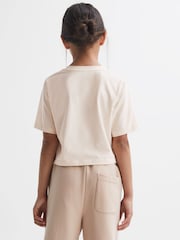Reiss Pink Chloe 9-14 yrs Embroidered Crew Neck T-Shirt - Image 5 of 6