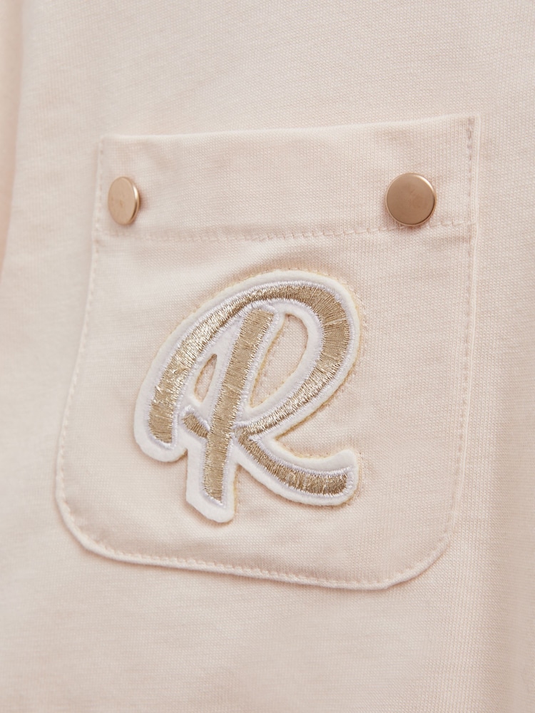 Reiss Pink Chloe 9-14 yrs Embroidered Crew Neck T-Shirt - Image 6 of 6