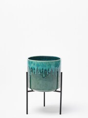 Oliver Bonas Green Garden Lani Ceramic Short Plant Pot Planter - Image 2 of 4