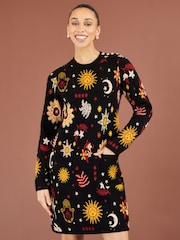 Yumi Black Cosmic Intarsia Knitted Tunic Dress - Image 2 of 5