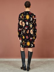 Yumi Black Cosmic Intarsia Knitted Tunic Dress - Image 5 of 5
