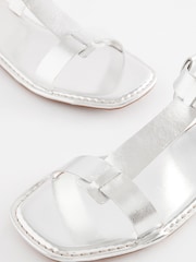 Silver Extra Wide Fit Forever Comfort® Leather T-Bar Sandals - Image 3 of 5