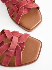 Red Extra Wide Fit Forever Comfort® Leather Lattice Mules Sandals - Image 5 of 5