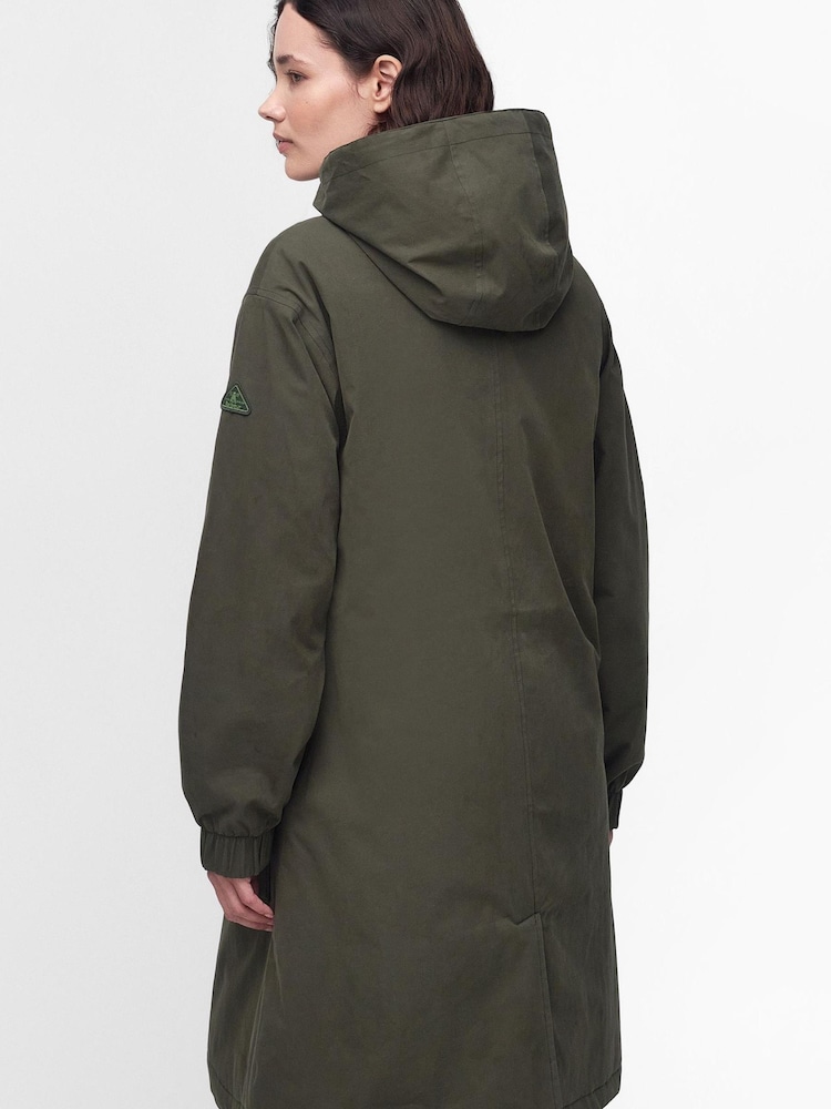 Barbour® Olive Green Waterproof Shelburne Longline Jacket - Image 2 of 8 Barbour® Olive Green Waterproof Shelburne Longline Jacket - Image 2 of 8