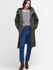 Barbour® Olive Green Waterproof Shelburne Longline Jacket - Image 3 of 8