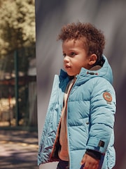 Mineral Blue Borg Teddy Lined Padded Coat (3mths-7yrs) - Image 1 of 1
