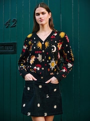 Yumi Black Cosmic Intarsia Cardigan - Image 1 of 5