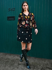 Yumi Black Cosmic Intarsia Cardigan - Image 3 of 5