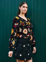 Yumi Black Cosmic Intarsia Cardigan - Image 4 of 5