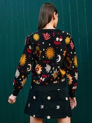 Yumi Black Cosmic Intarsia Cardigan - Image 5 of 5