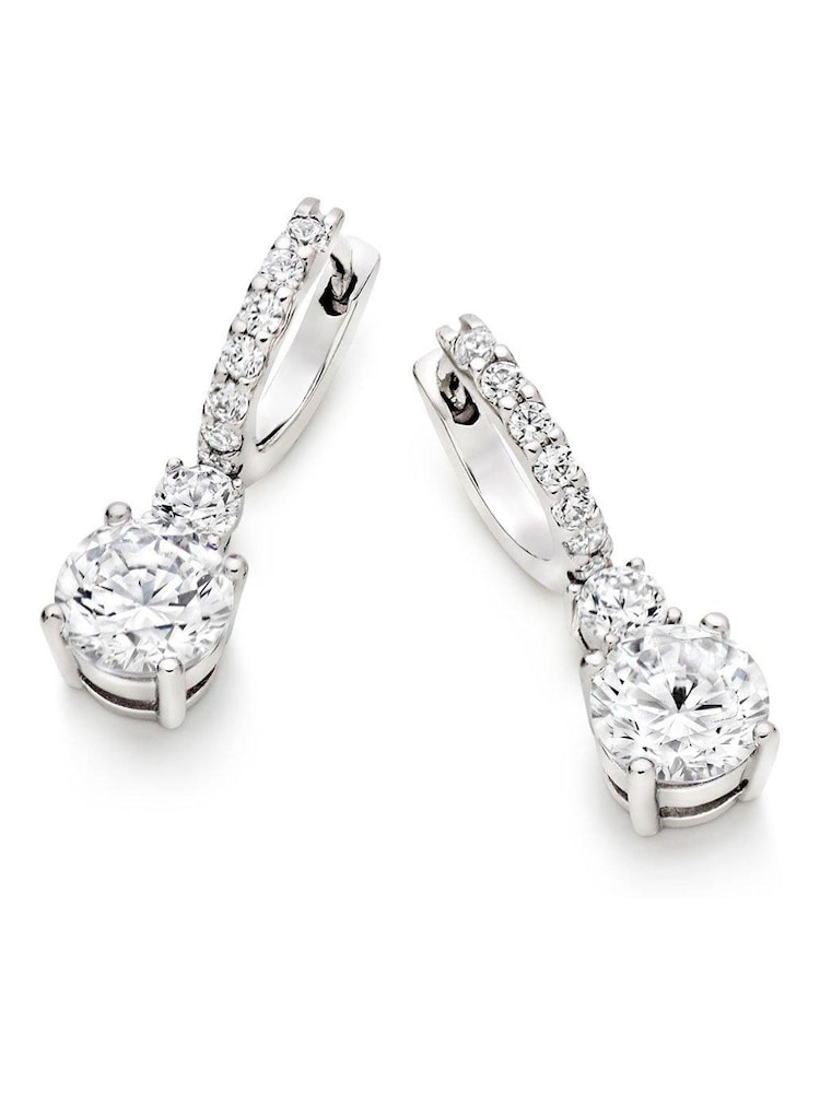 Beaverbrooks Sterling Silver Cubic Zirconia Drop Earrings - Image 2 of 5