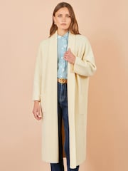 Yumi Cream Knitted Maxi Cardigan With Pockets - Image 1 of 4