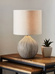 Cream Scratch Ceramic Small Table Lamp - Image 1 of 6