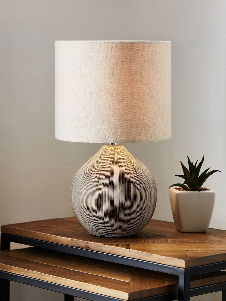 Cream Scratch Ceramic Small Table Lamp - Image 1 of 6