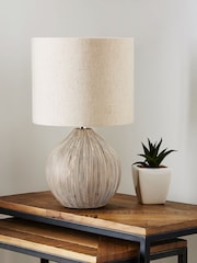 Cream Scratch Ceramic Small Table Lamp - Image 2 of 6