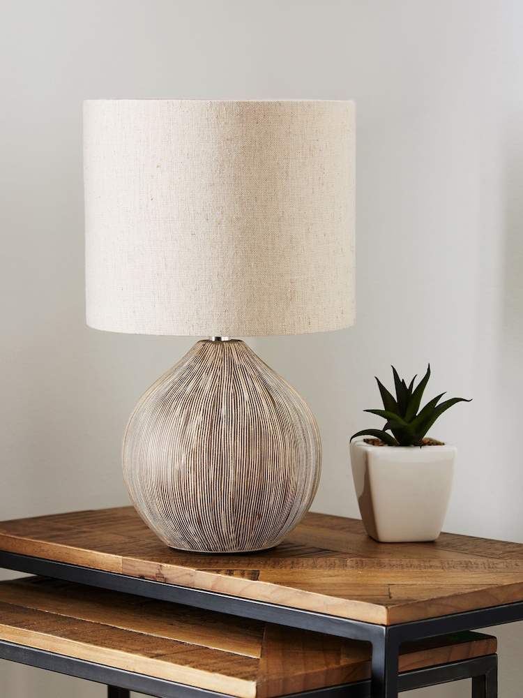 Cream Scratch Ceramic Small Table Lamp - Image 2 of 6