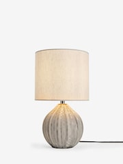 Cream Scratch Ceramic Small Table Lamp - Image 3 of 6