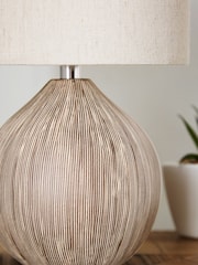 Cream Scratch Ceramic Small Table Lamp - Image 5 of 6