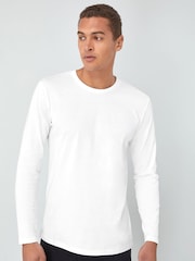 White Regular Fit Long Sleeve Crew Neck T-Shirt - Image 2 of 4