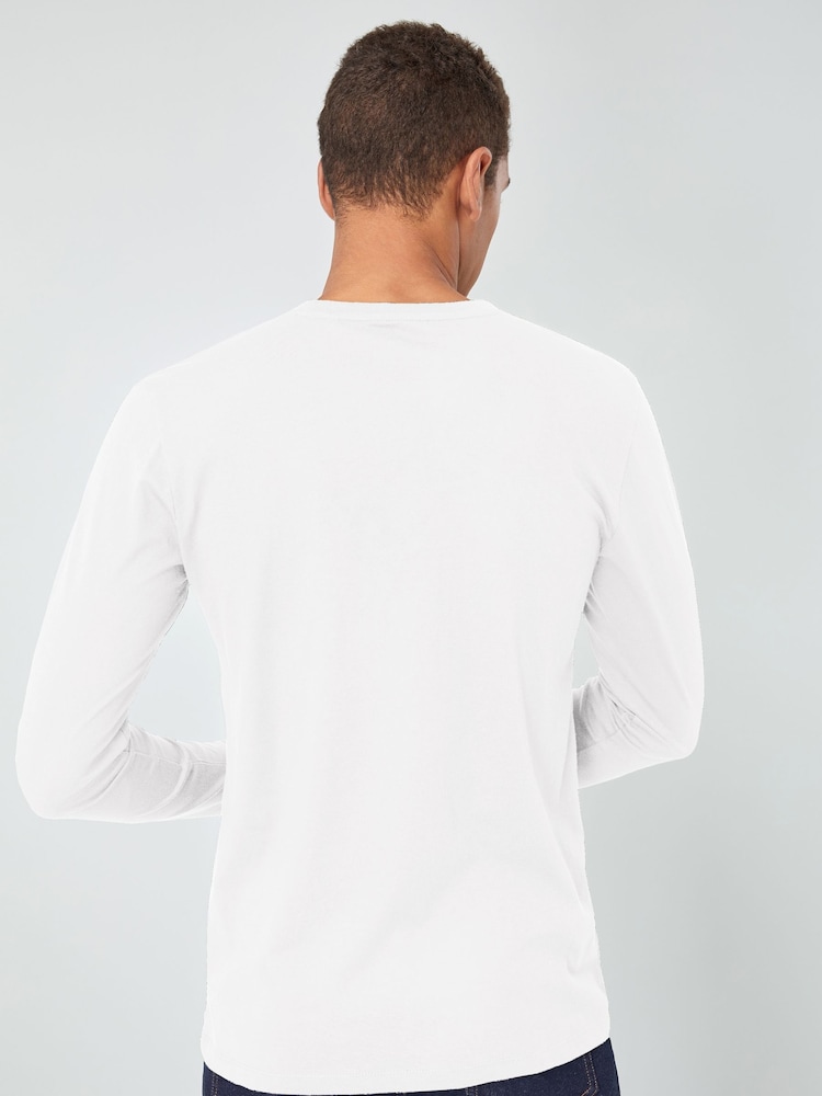Blanc - Ajustement régulier - T-shirt à manches longues de cou d'équipage - Image 3 of 4