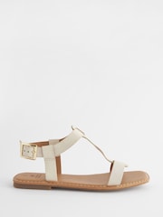 Bone Extra Wide Fit Forever Comfort® Leather T-Bar Sandals - Image 1 of 3