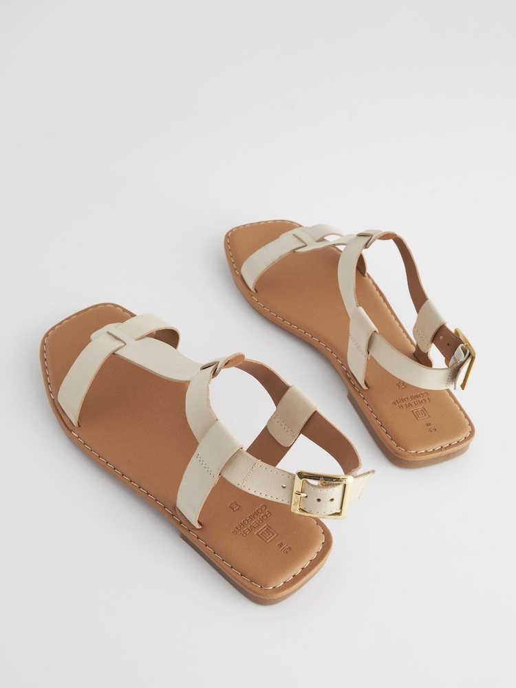 Bone Extra Wide Fit Forever Comfort® Leather T-Bar Sandals - Image 2 of 3