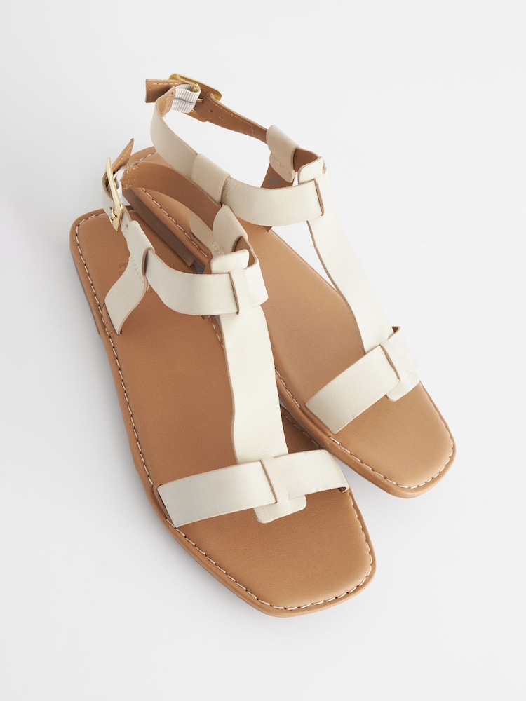 Bone Extra Wide Fit Forever Comfort® Leather T-Bar Sandals - Image 3 of 3