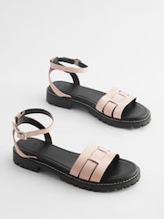 Pink Extra Wide Fit Forever Comfort® Leather Cleated Sandals - Image 1 of 5