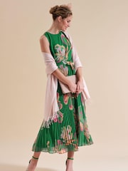 Pure Collection Green Pleated Sleeveless Dress - Image 1 of 4
