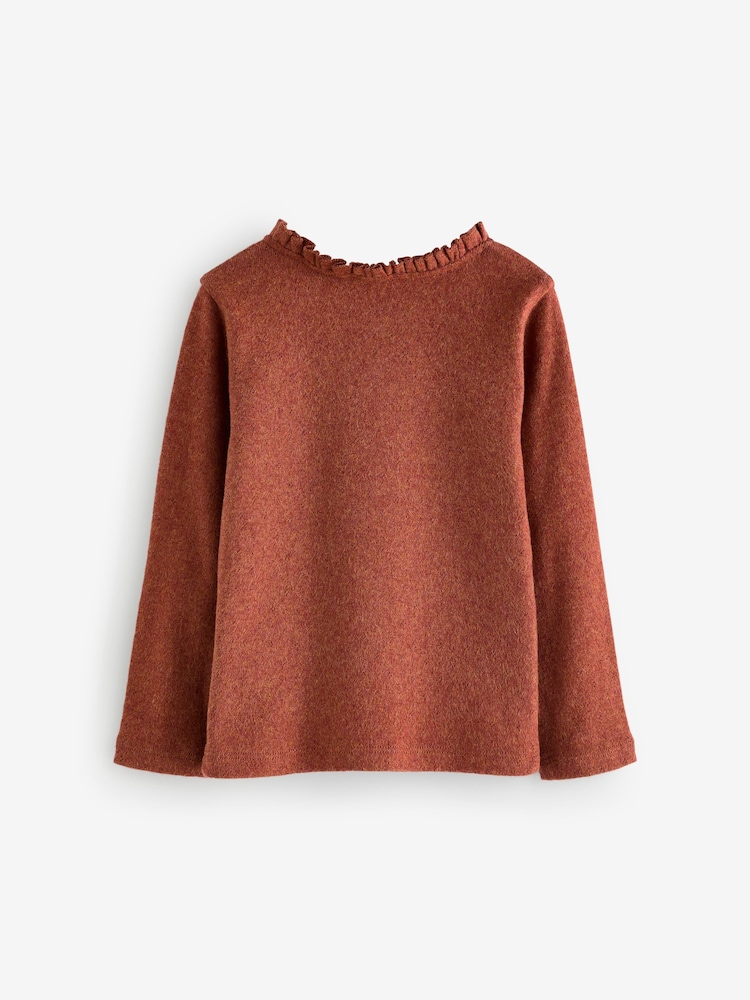 Rust Brown 100% Cotton Pointelle Top (3mths-7yrs) - Image 2 of 3