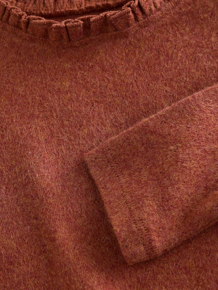 Rust Brown 100% Cotton Pointelle Top (3mths-7yrs) - Image 3 of 3