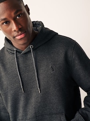Grey Charcoal Regular Fit Jersey Cotton Rich Overhead Hoodie - Image 1 of 8