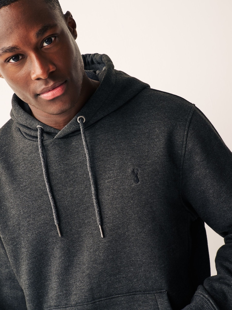 Grey Charcoal Regular Fit Jersey Cotton Rich Overhead Hoodie - Image 1 of 8