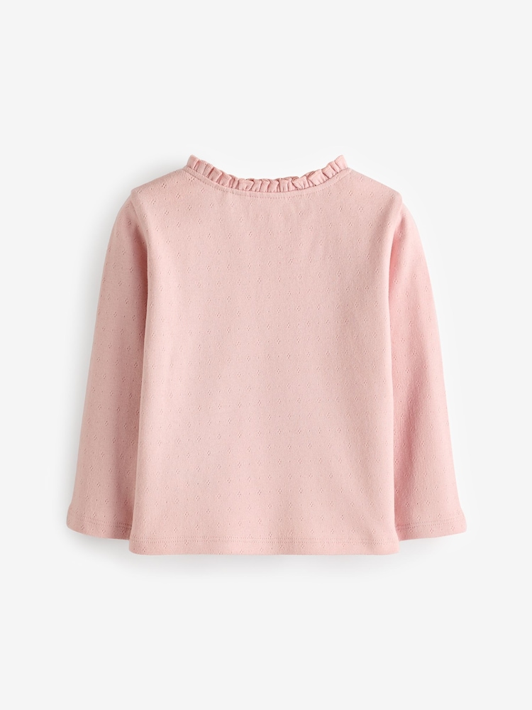 Pink 100% Cotton Pointelle Top (3mths-7yrs) - Image 2 of 3