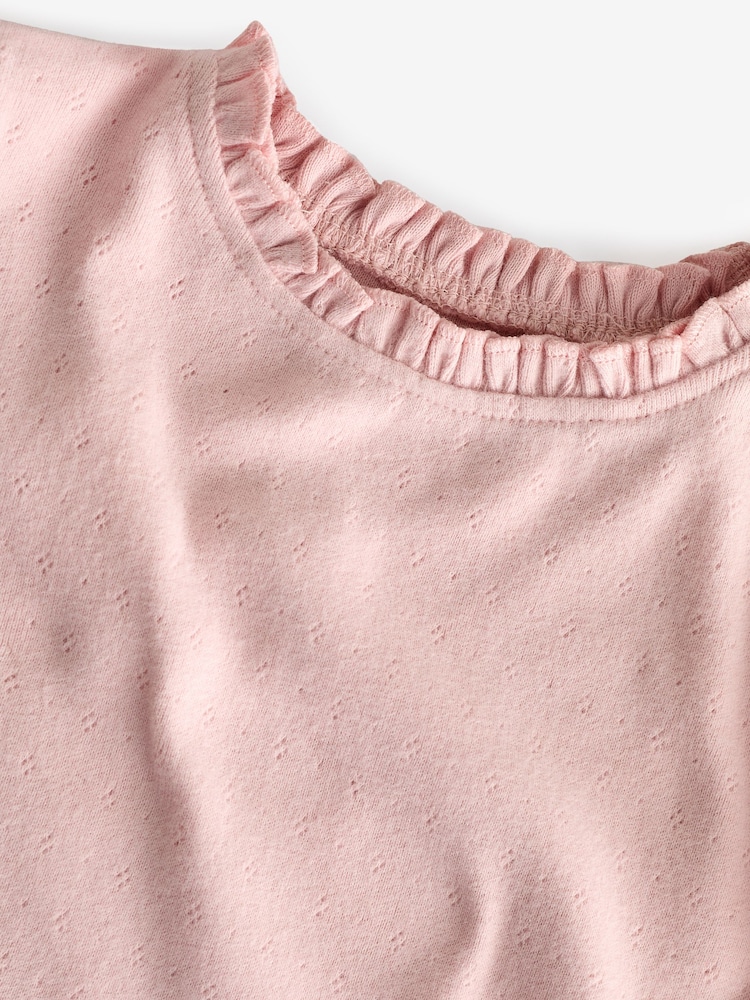 Pink 100% Cotton Pointelle Top (3mths-7yrs) - Image 3 of 3