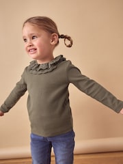 Khaki Green Long Sleeve Collar Top (3mths-7yrs) - Image 1 of 6